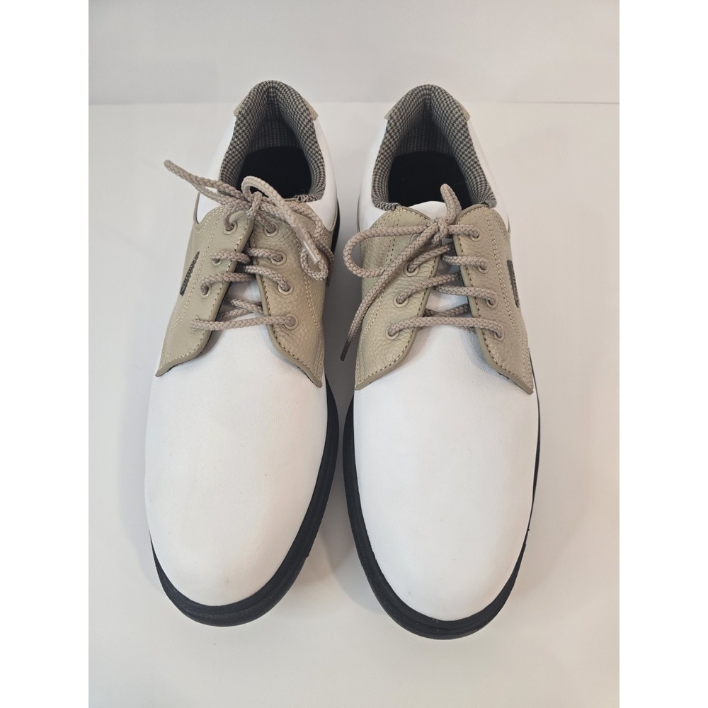 NEW FootJoy eComfort Womens Size 9.5 M Golf Shoes White Tan Saddle Oxford Spikes